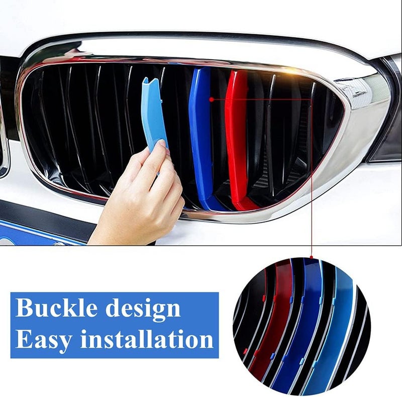Goodream Tricolored Grille Insert Trims Compatible with 2017-2020 G30 G31 5 Series Sedan 520i 530i 540i 550i Accessories for w/Standard Kidney Grille (9 Beams) - Image 5
